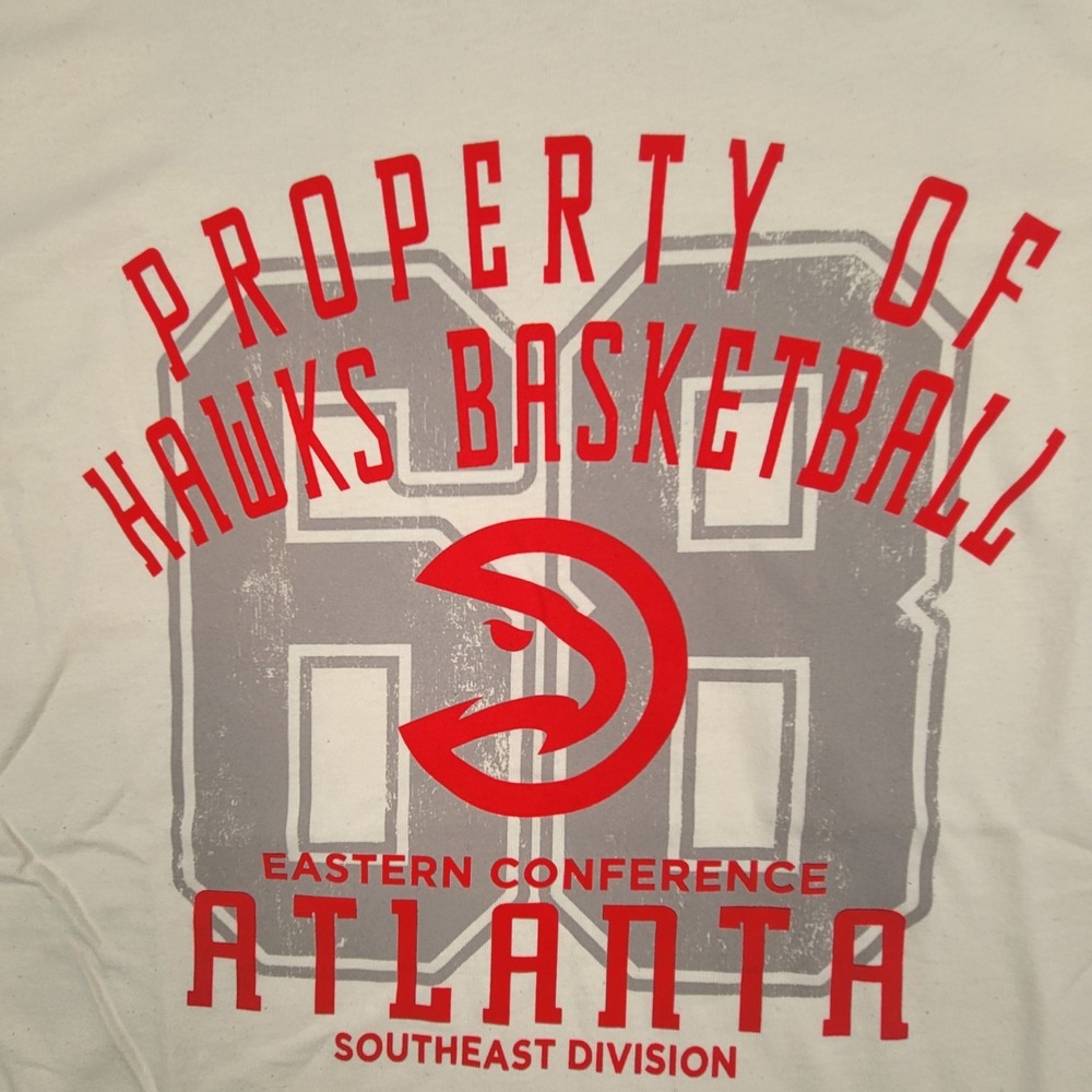 Atlanta Hawks NBA Eastern Conference Retro T Shirt Cream Mens L Ultra Game NWT